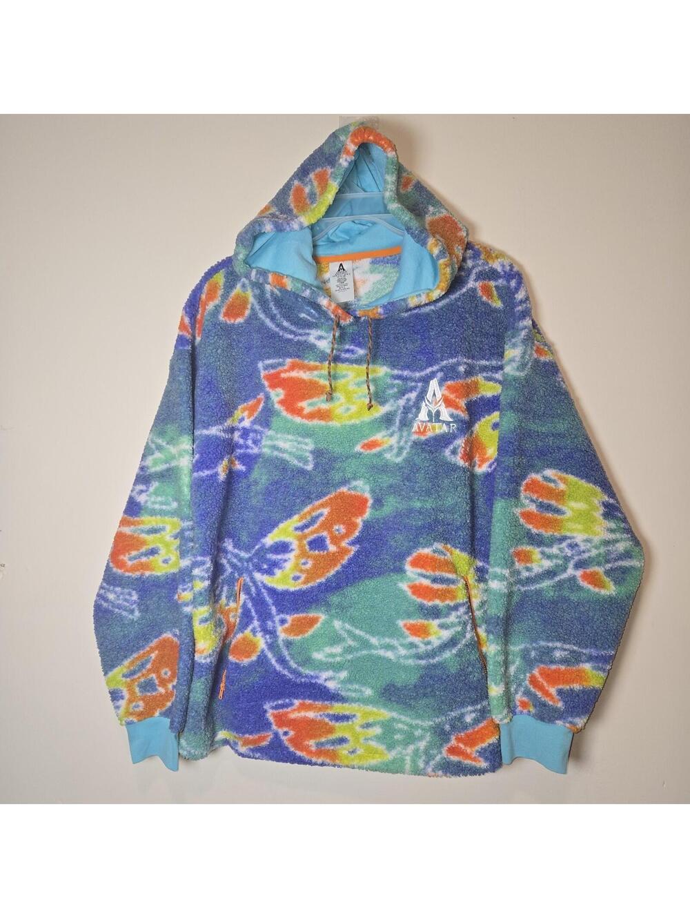 Disney Parks Avatar Pandora Animal Fleece Hoodie Adult Size L Blue Multicolor